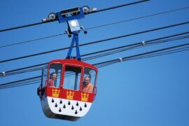 Mit der Seilbahn, vom Kölner Zoo über den Rhein, in den Kölner Rheinpark!